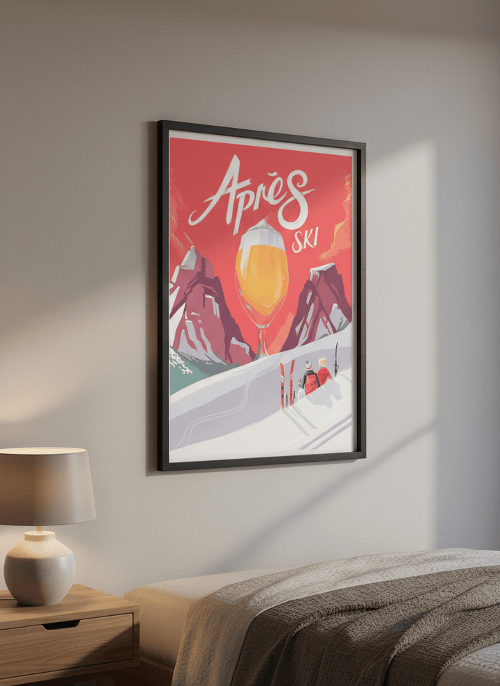 Minimalist artwork displayed in a calm, light-filled bedroom interior