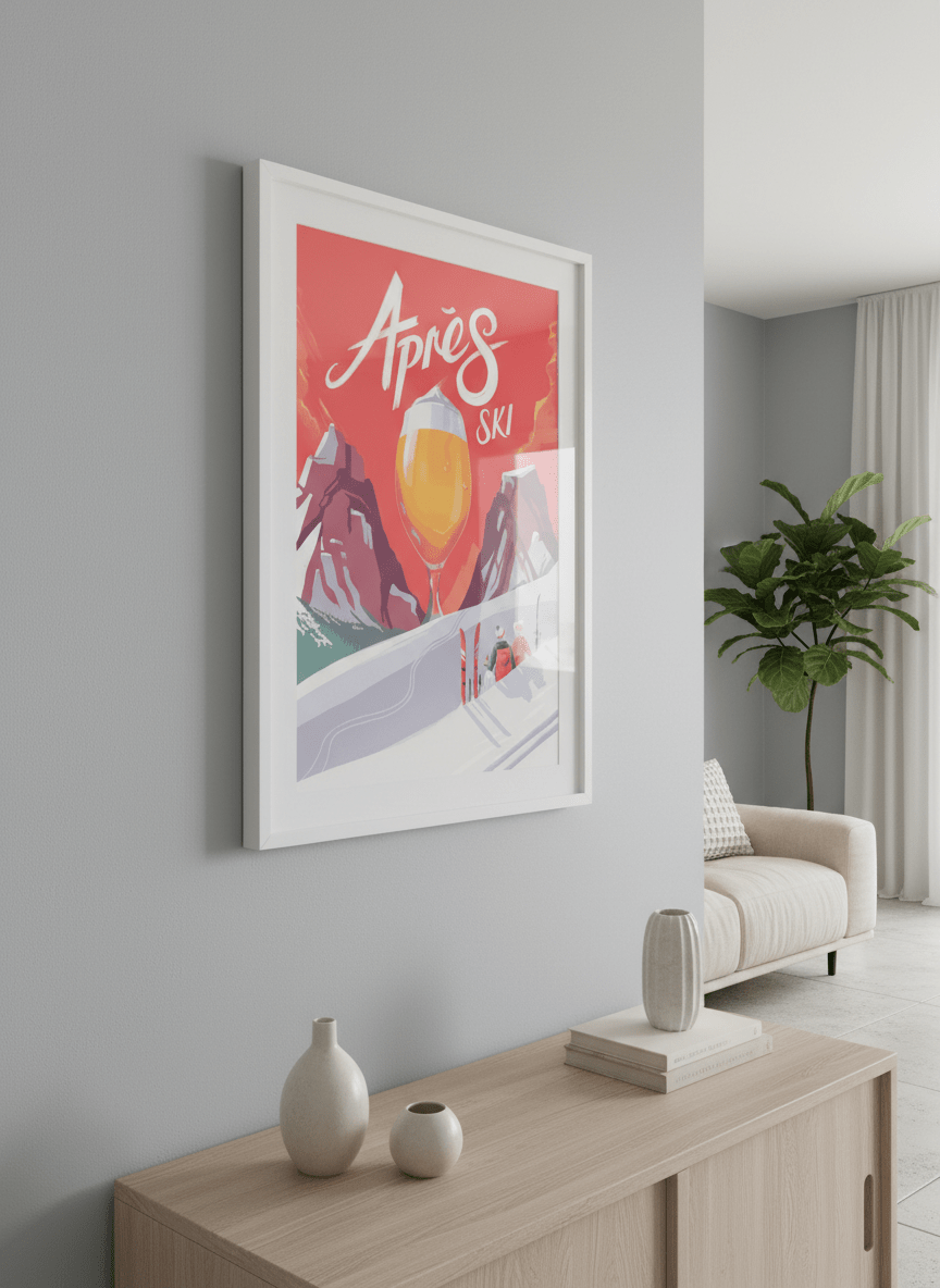Modern wall art styled above a sofa in a neutral living room