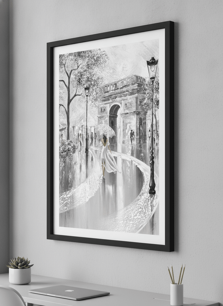 Contemporary wall art featured in a bright modern office workspace