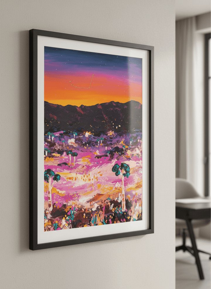 Contemporary wall art featured in a bright modern office workspace