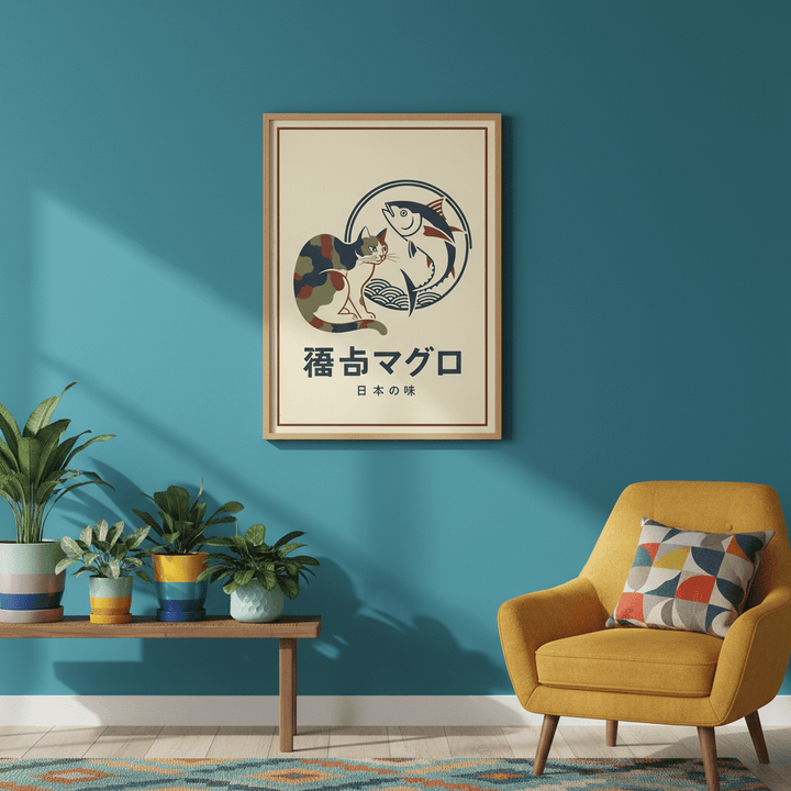 Army Cat Koi Fish Japanese Vintage Poster wall - art - picture - poster