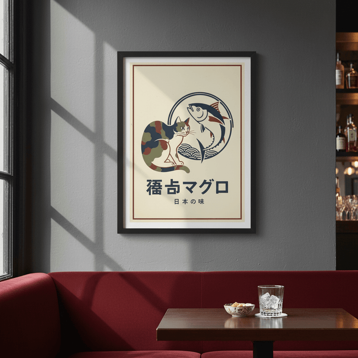 Army Cat Koi Fish Japanese Vintage Poster wall - art - picture - poster
