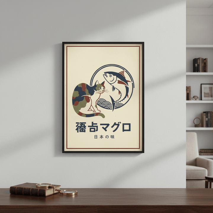 Army Cat Koi Fish Japanese Vintage Poster wall - art - picture - poster