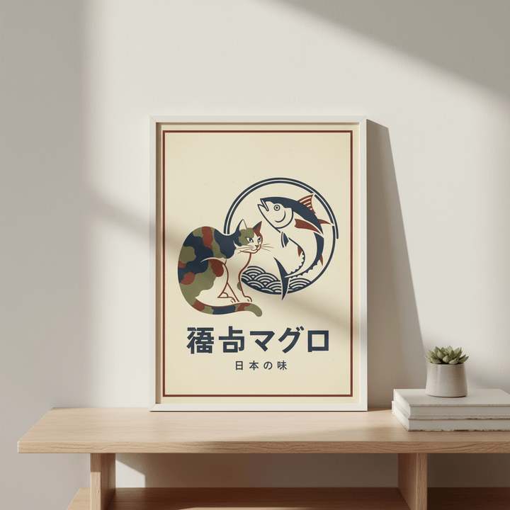 Army Cat Koi Fish Japanese Vintage Poster wall - art - picture - poster