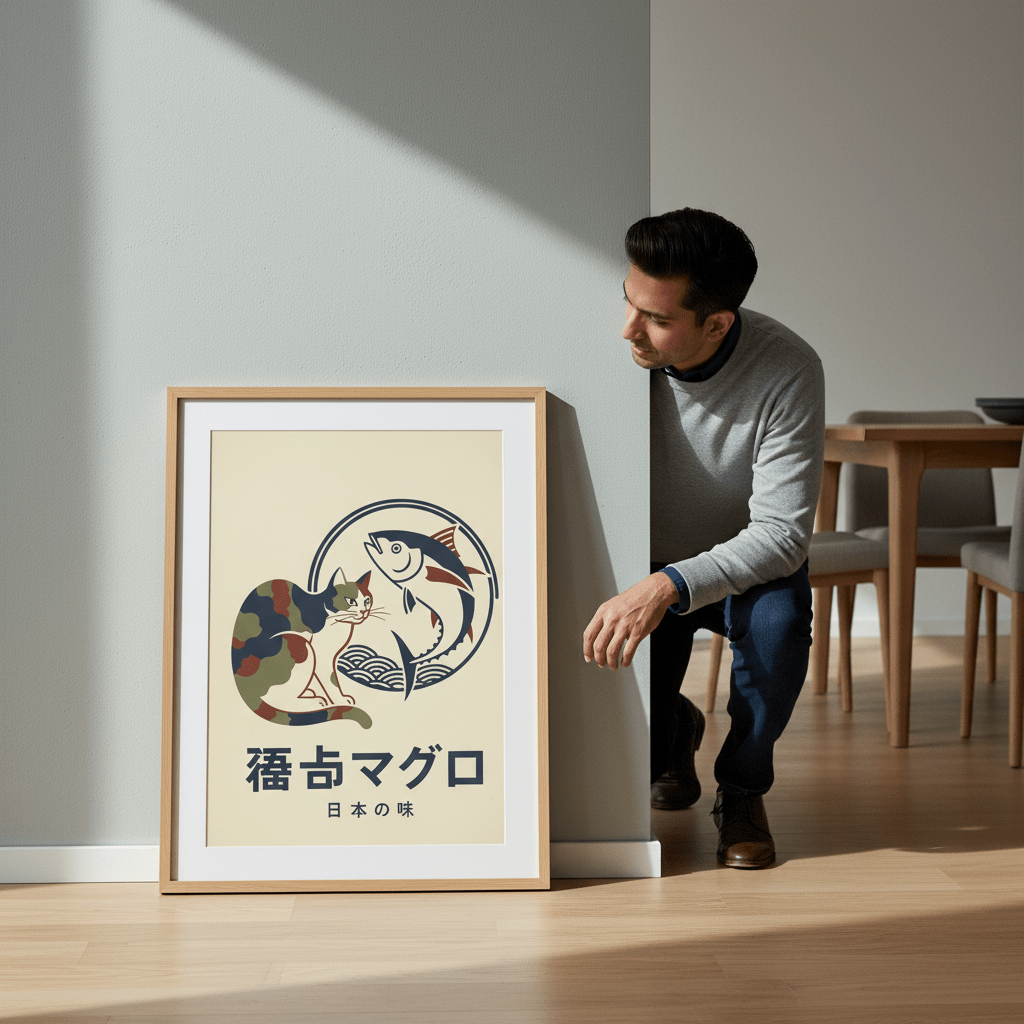 Army Cat Koi Fish Japanese Vintage Poster wall - art - picture - poster