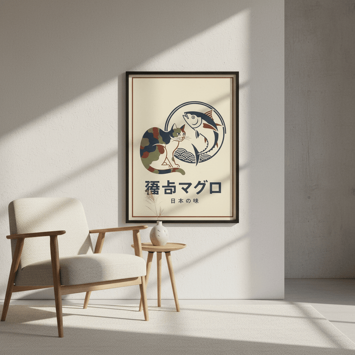 Army Cat Koi Fish Japanese Vintage Poster wall - art - picture - poster