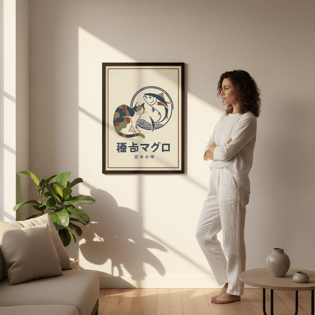 Army Cat Koi Fish Japanese Vintage Poster wall - art - picture - poster