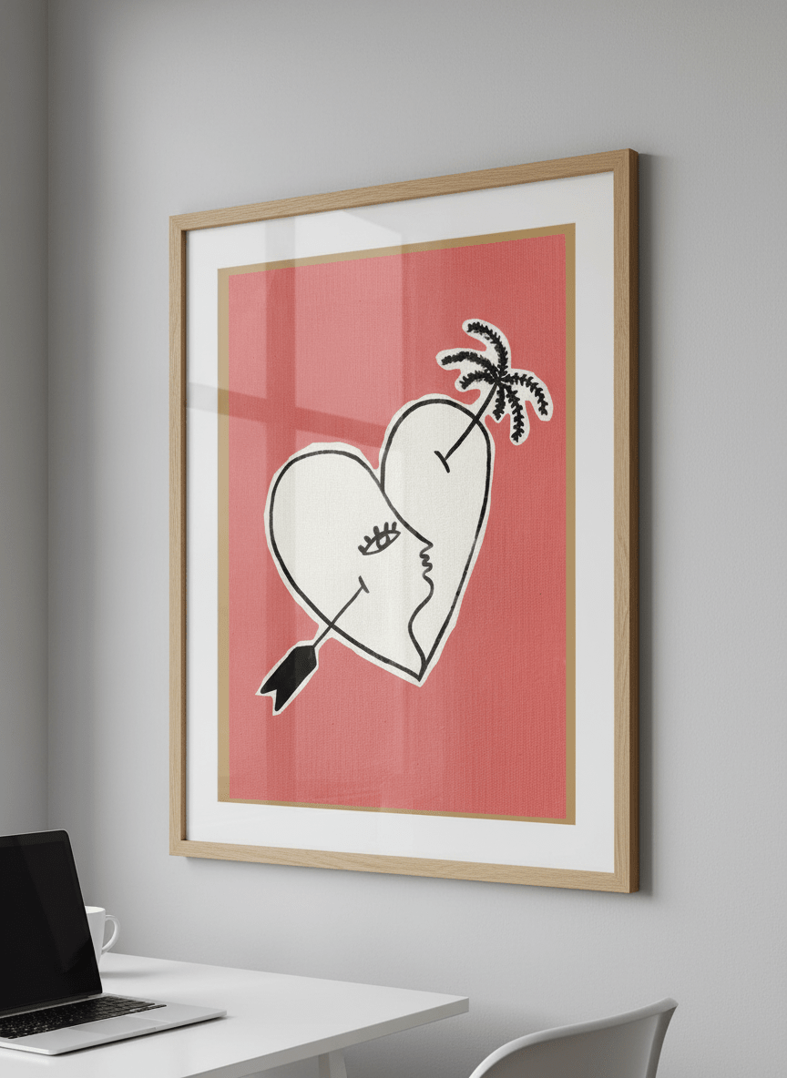 Contemporary wall art featured in a bright modern office workspace