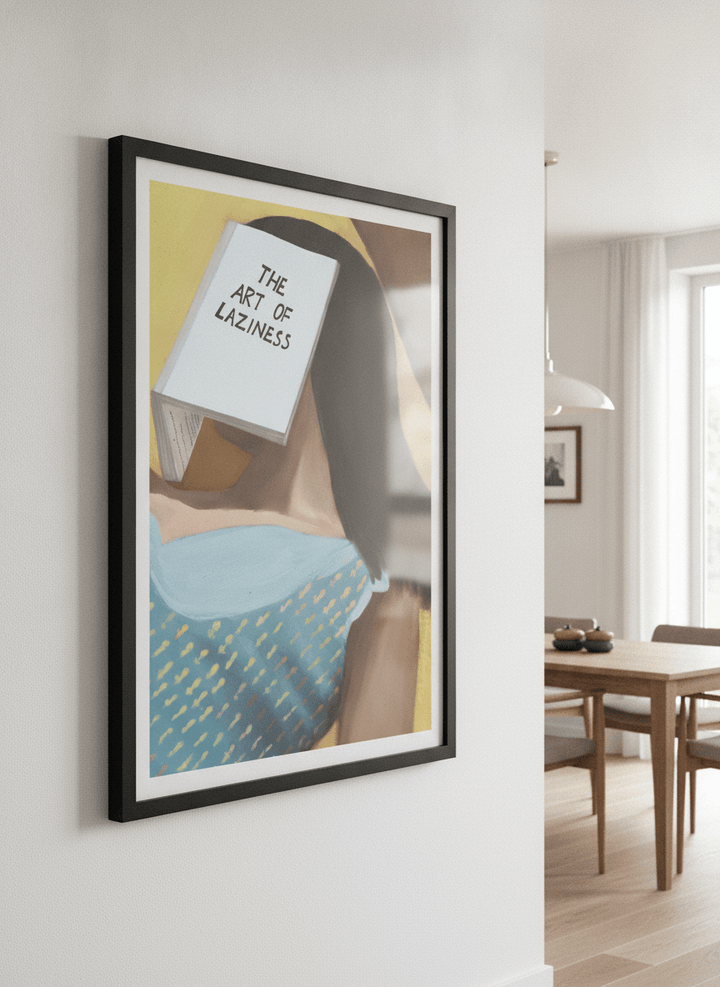 Wall art styled above a dining table in a contemporary home
