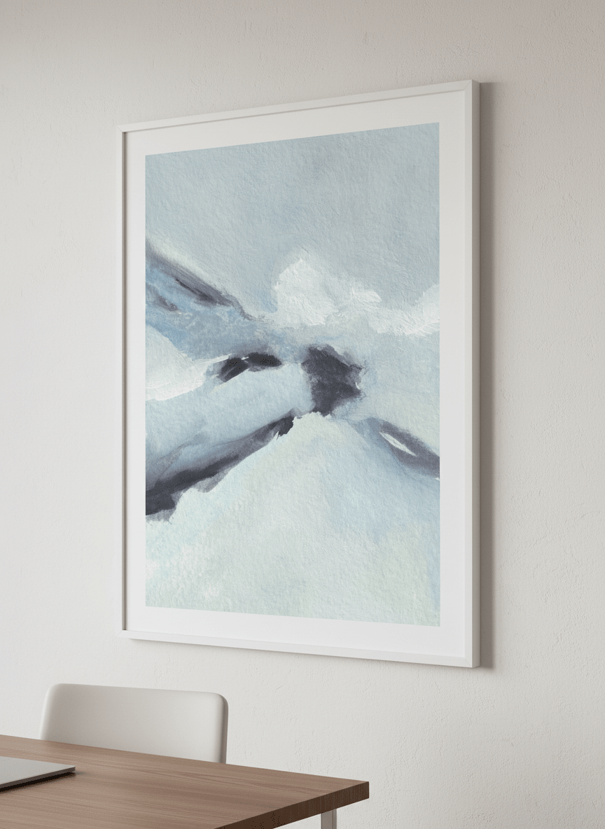 Contemporary wall art featured in a bright modern office workspace