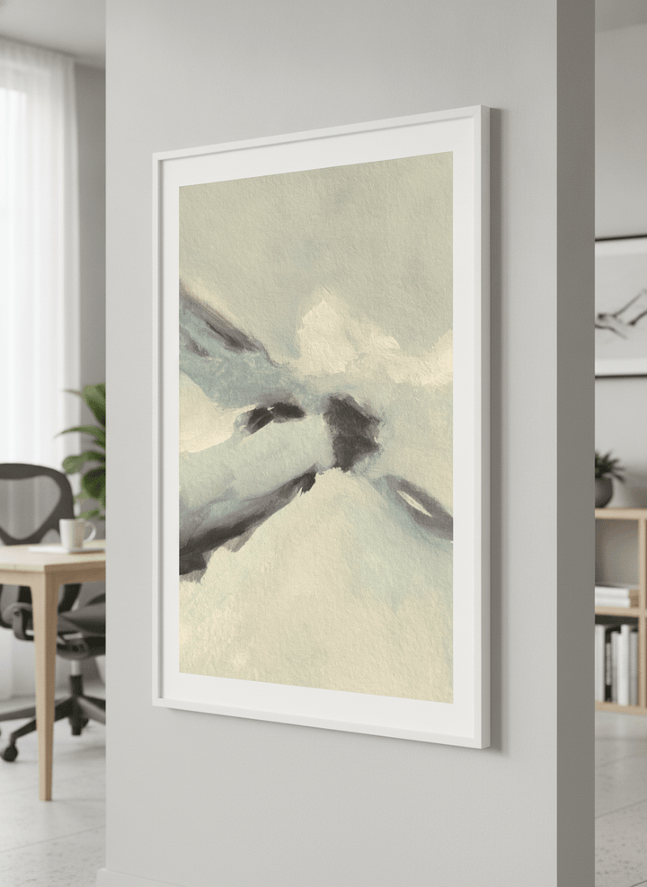 Contemporary wall art featured in a bright modern office workspace
