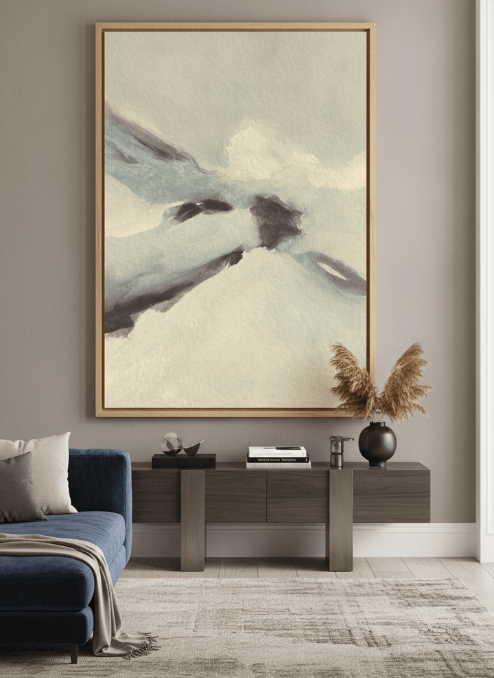 Monumental artwork centred on a feature wall in a luxe interior