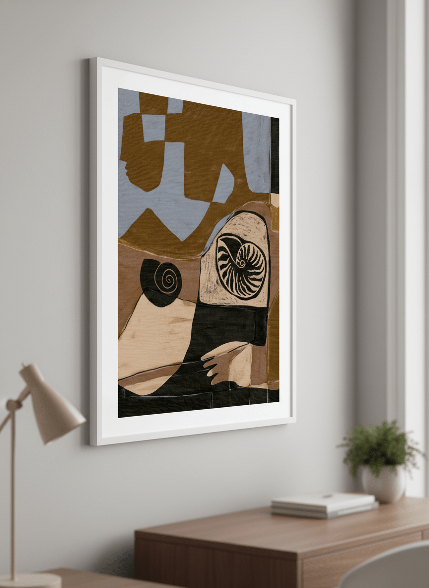 Contemporary wall art featured in a bright modern office workspace
