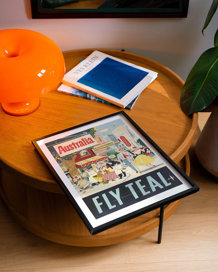 Australia Fly Teal Vintage Poster Wall Art wall - art - picture - poster