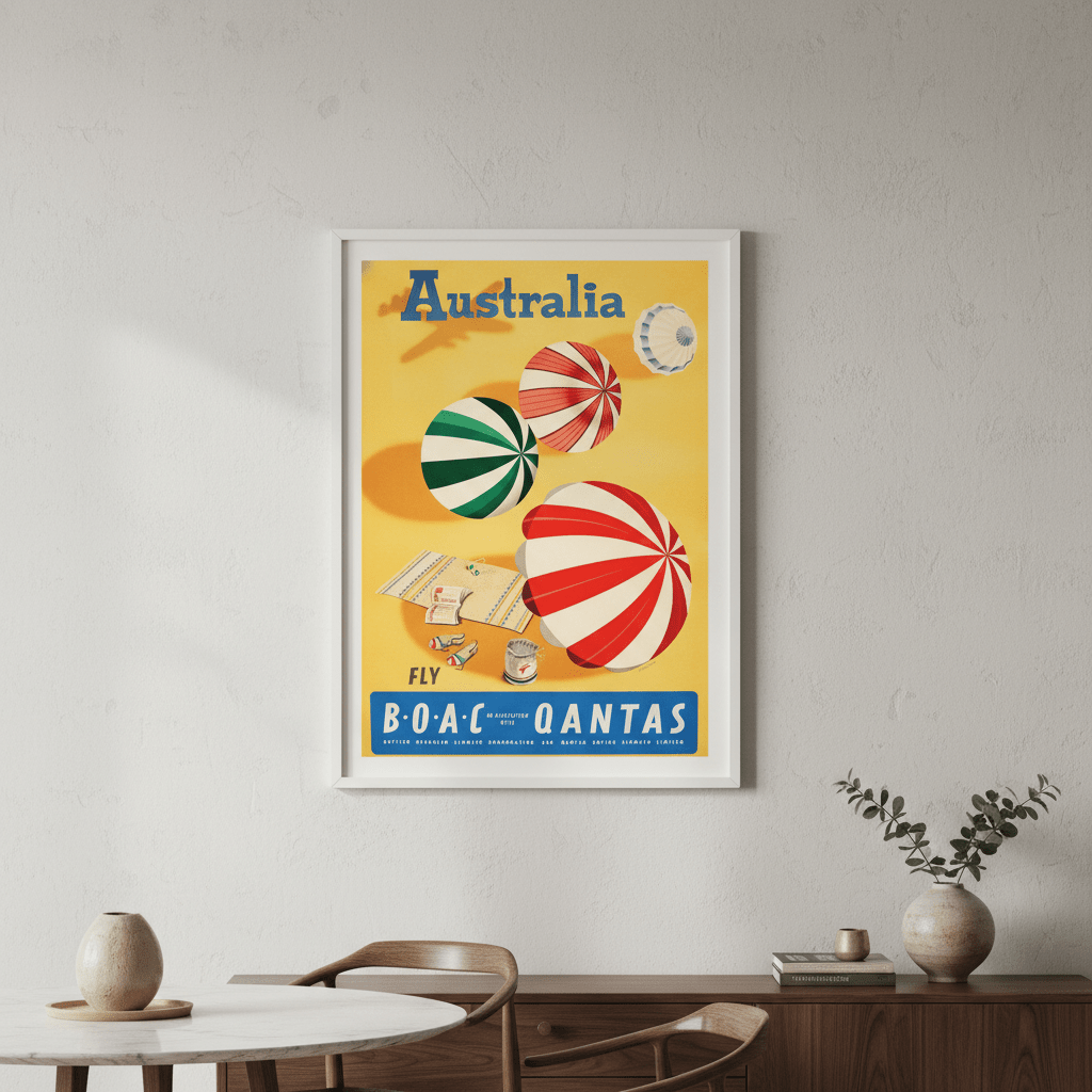 Australia Qantas Airlines Vintage Wall Art Print wall - art - picture - poster