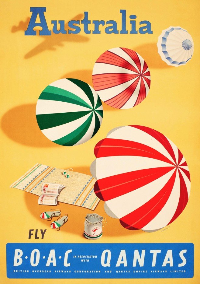 Australia Qantas Airlines Vintage Wall Art Print