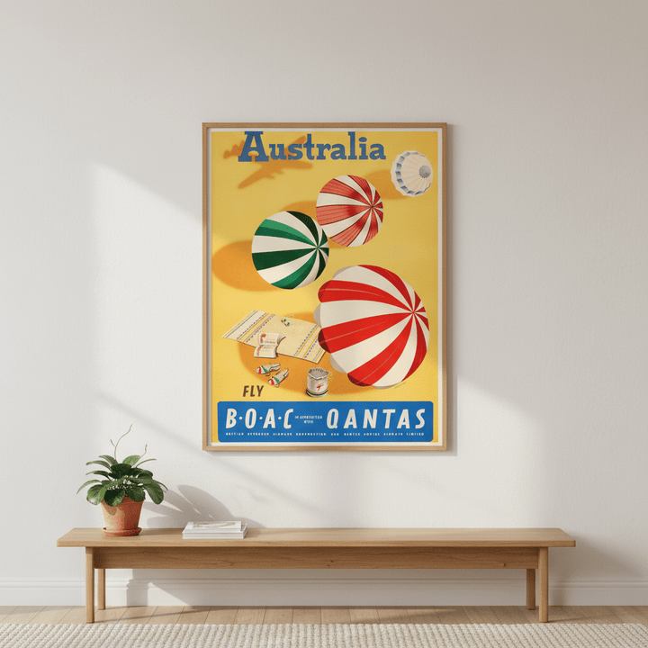 Australia Qantas Airlines Vintage Wall Art Print wall - art - picture - poster