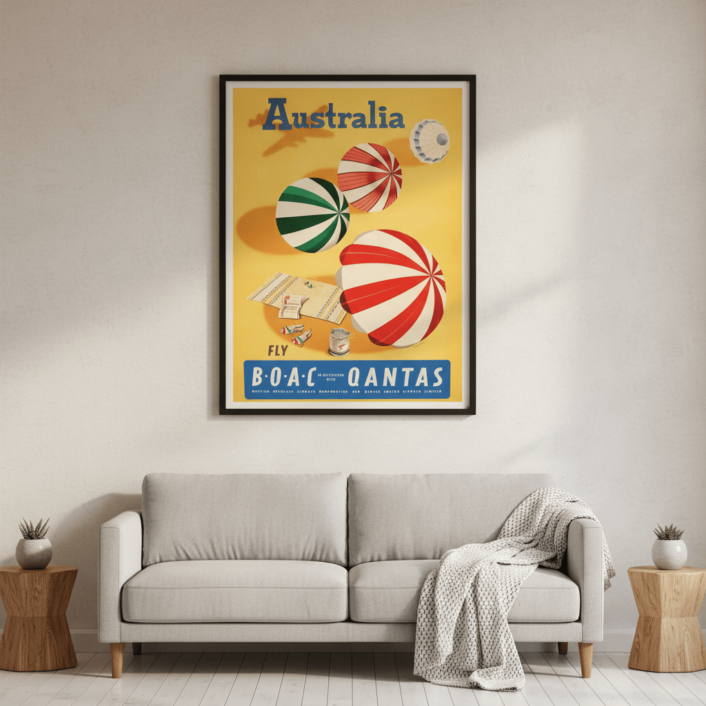 Australia Qantas Airlines Vintage Wall Art Print wall - art - picture - poster