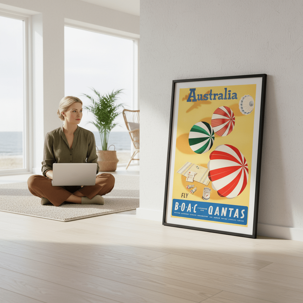 Australia Qantas Airlines Vintage Wall Art Print wall - art - picture - poster