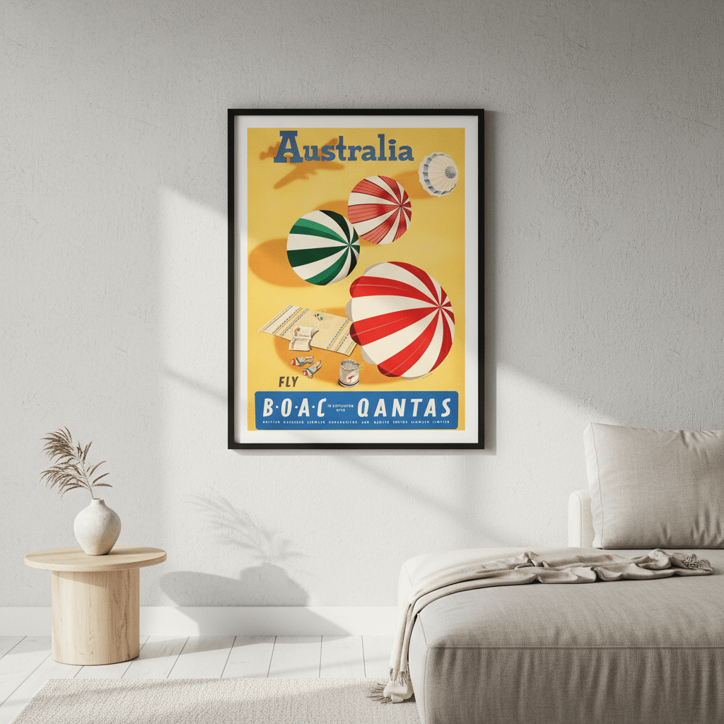 Australia Qantas Airlines Vintage Wall Art Print wall - art - picture - poster