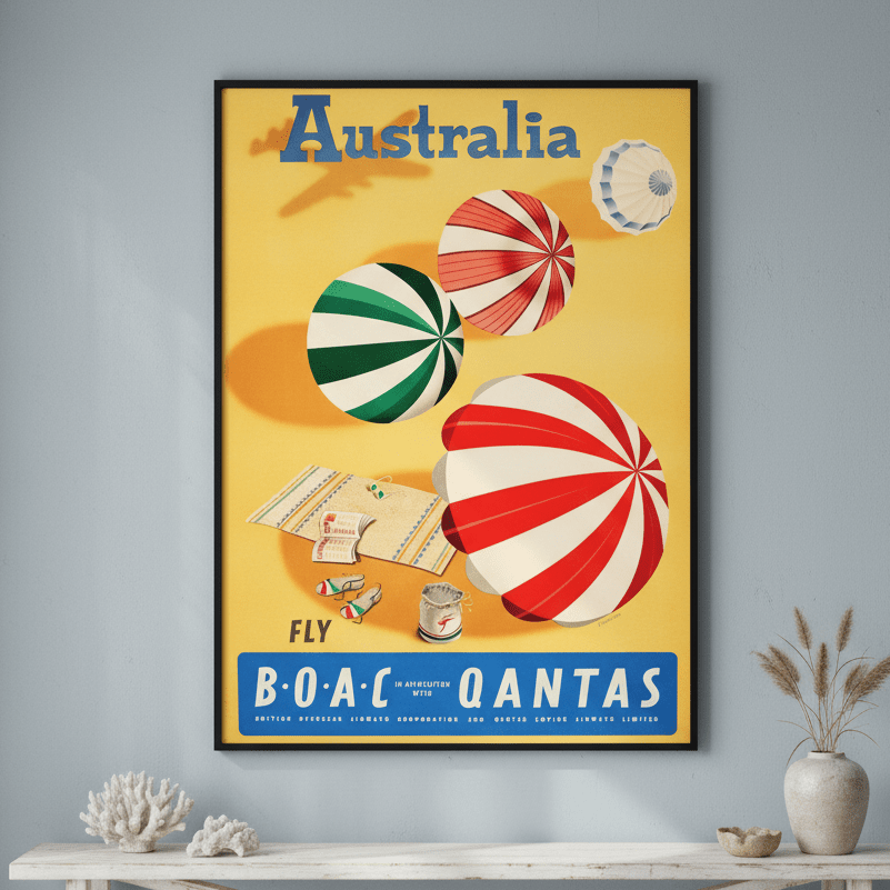 Australia Qantas Airlines Vintage Wall Art Print wall - art - picture - poster