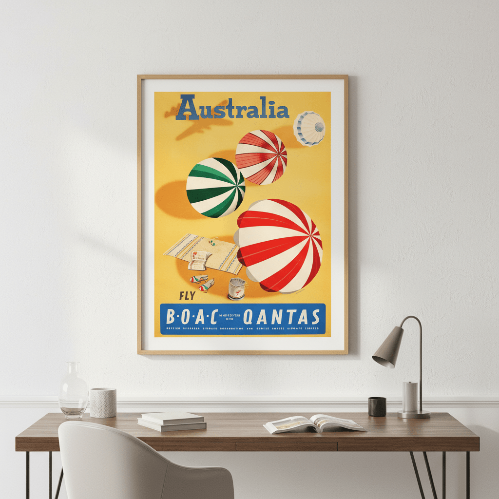 Australia Qantas Airlines Vintage Wall Art Print wall - art - picture - poster