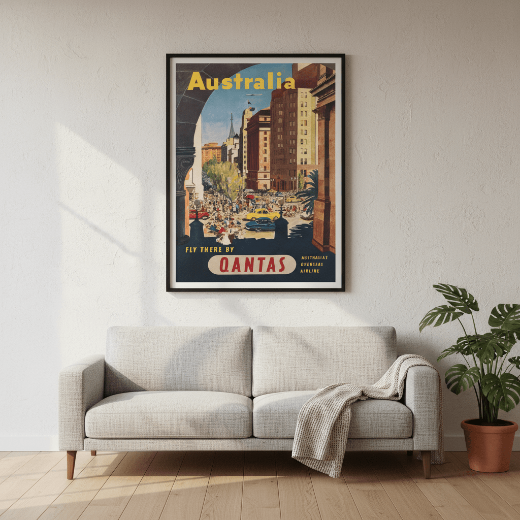 Australia Qantas Sydney Retro Wall Art Print wall - art - picture - poster