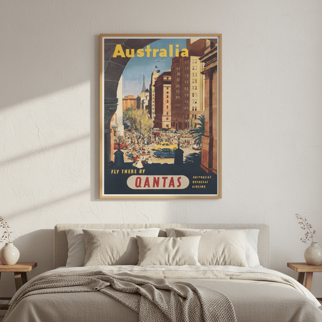 Australia Qantas Sydney Retro Wall Art Print wall - art - picture - poster