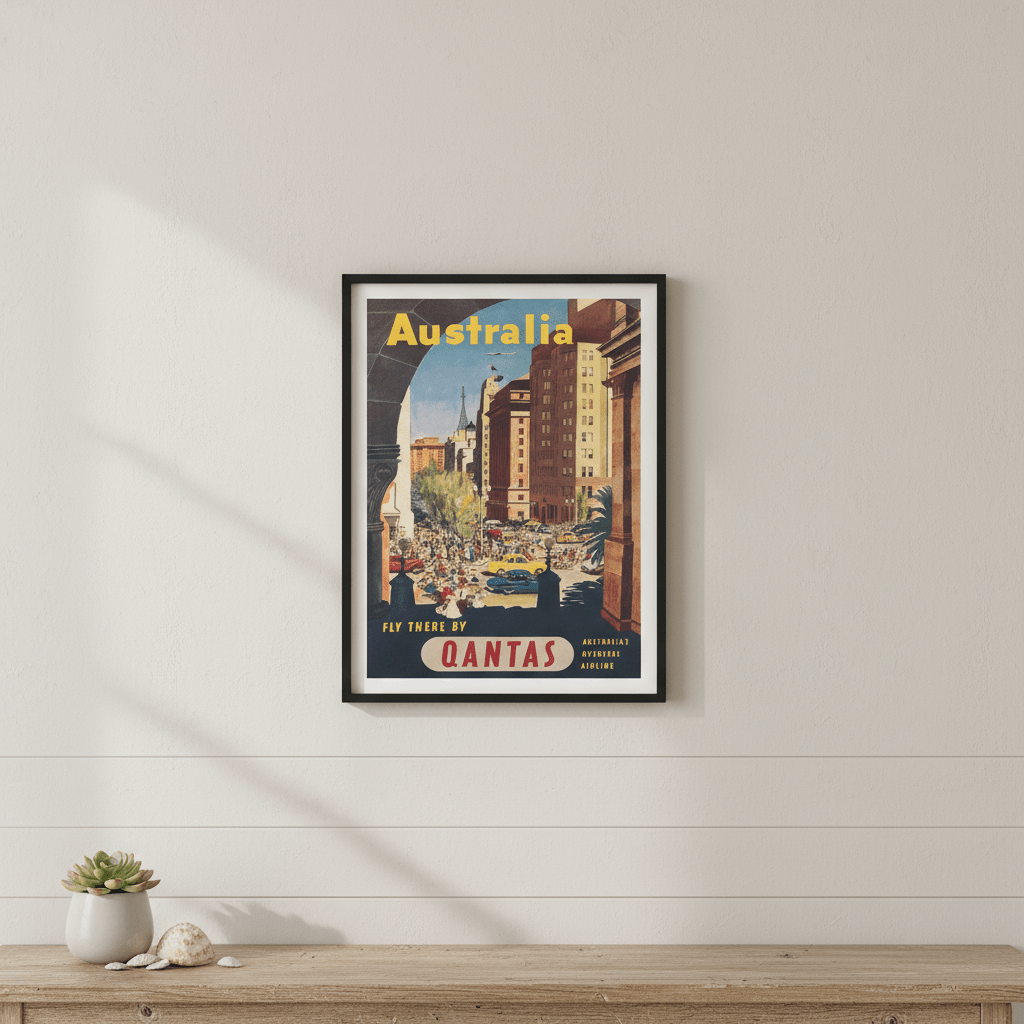 Australia Qantas Sydney Retro Wall Art Print wall - art - picture - poster