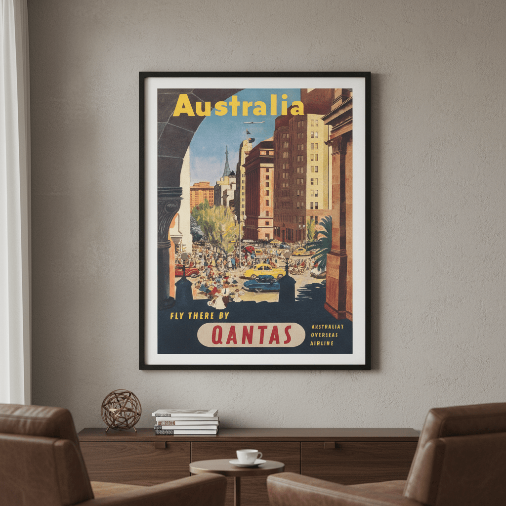 Australia Qantas Sydney Retro Wall Art Print wall - art - picture - poster