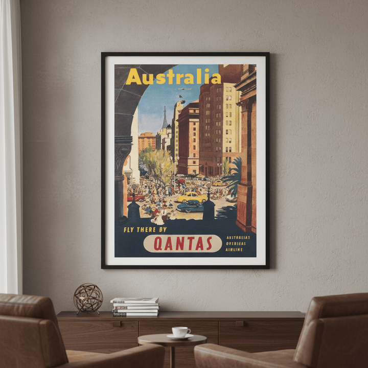 Australia Qantas Sydney Retro Wall Art Print wall - art - picture - poster