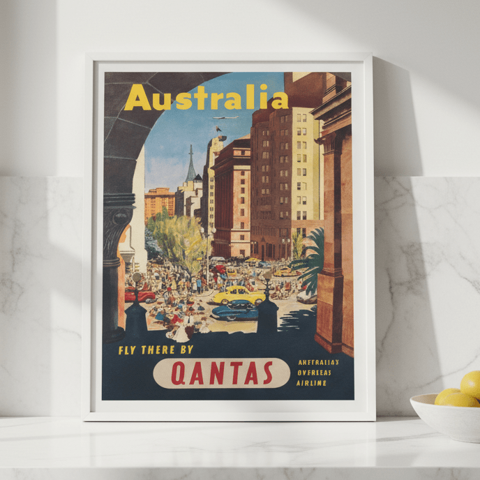 Australia Qantas Sydney Retro Wall Art Print wall - art - picture - poster
