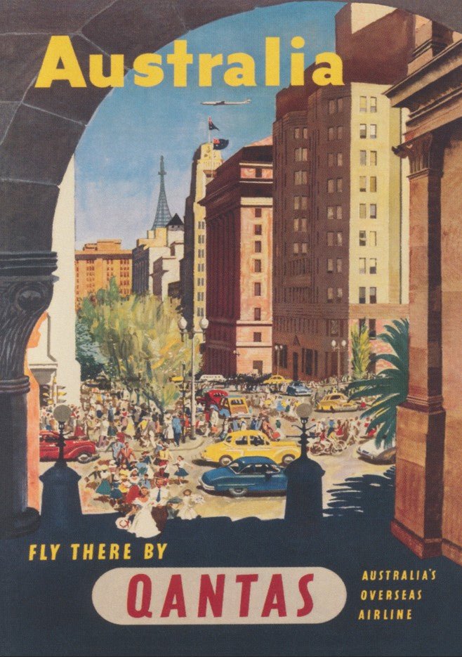 Australia Qantas Sydney Retro Wall Art Print