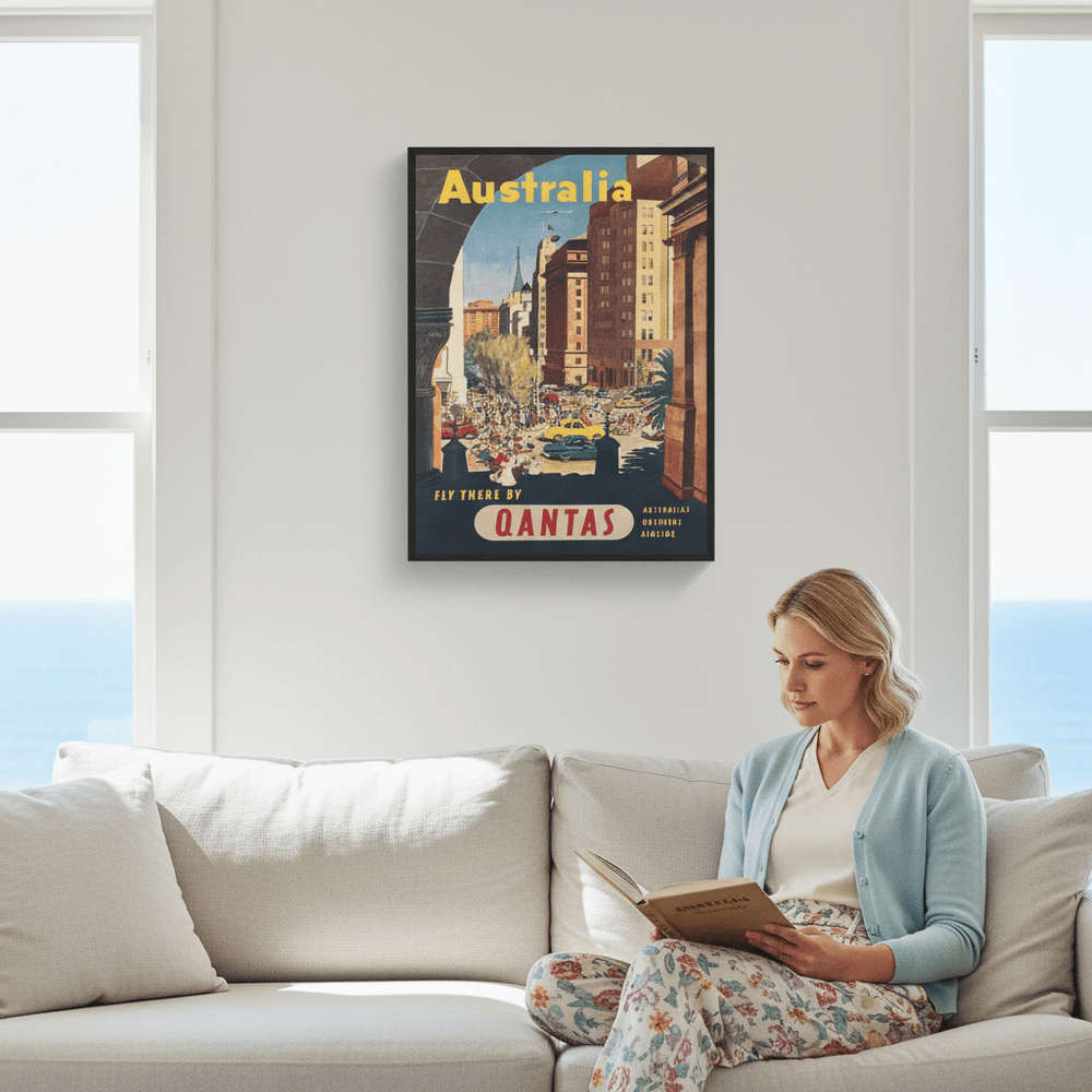 Australia Qantas Sydney Retro Wall Art Print wall - art - picture - poster