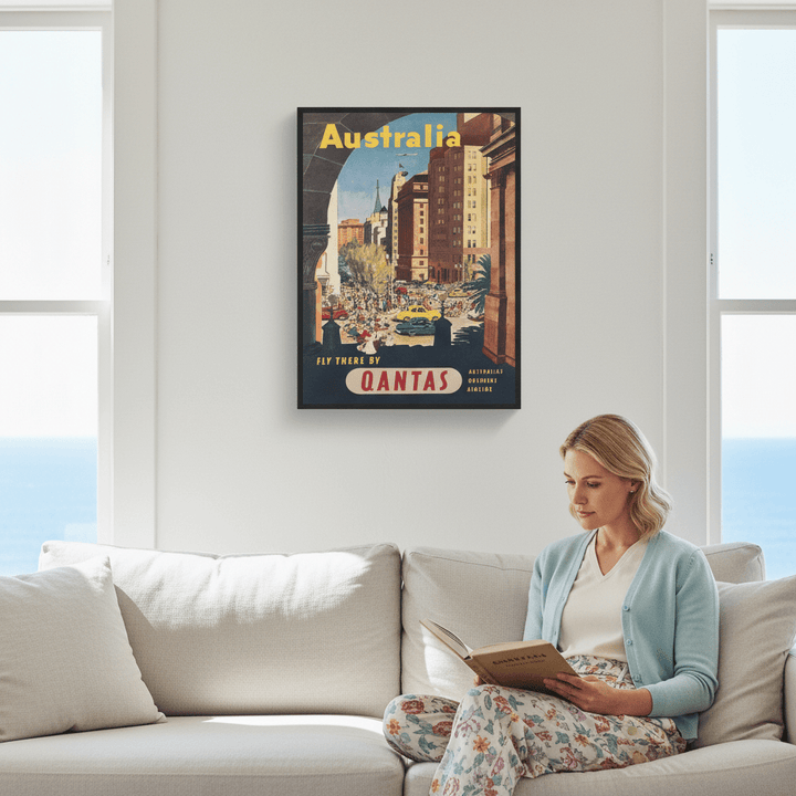 Australia Qantas Sydney Retro Wall Art Print wall - art - picture - poster