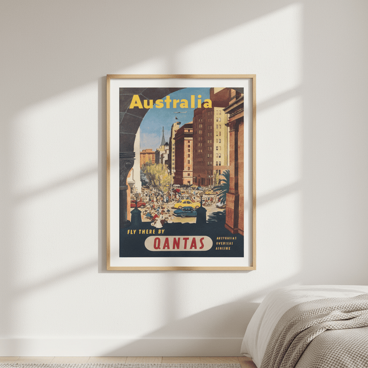 Australia Qantas Sydney Retro Wall Art Print wall - art - picture - poster
