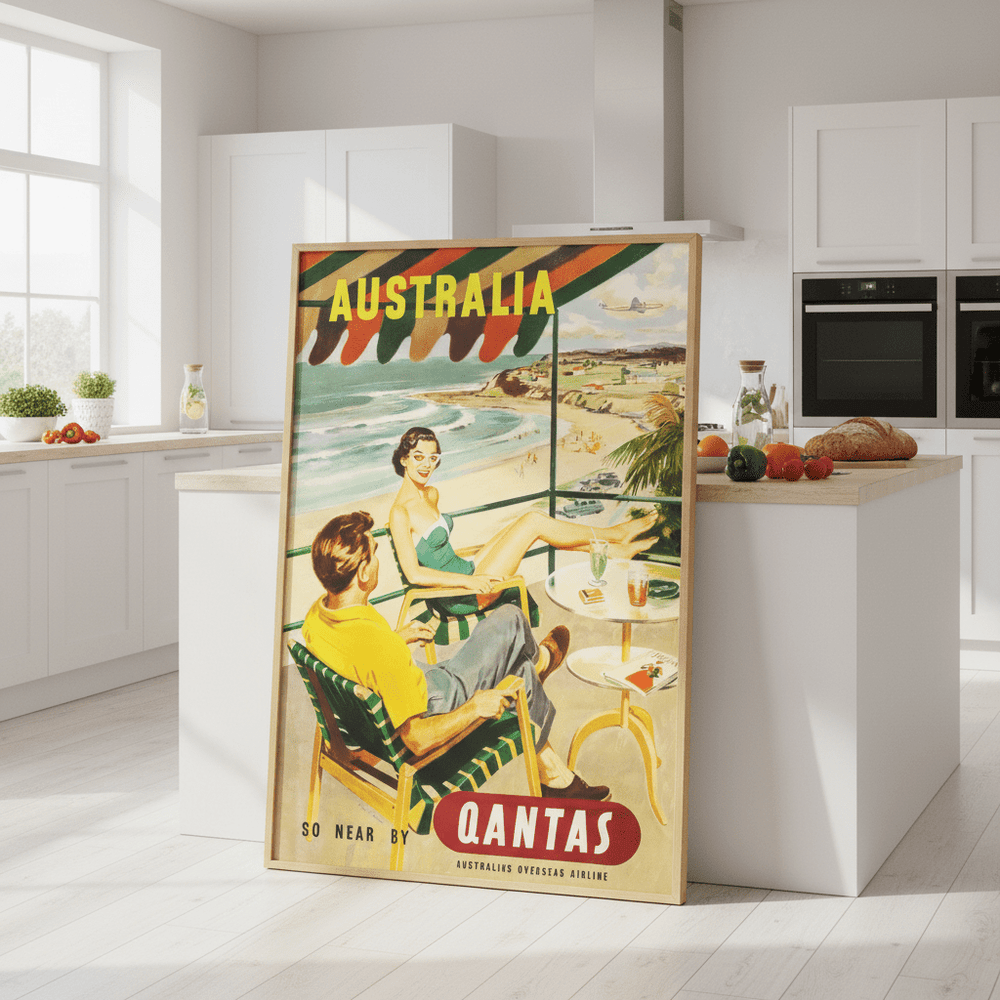 Australia Qantas Vintage Advertisement Wall Art Print wall - art - picture - poster