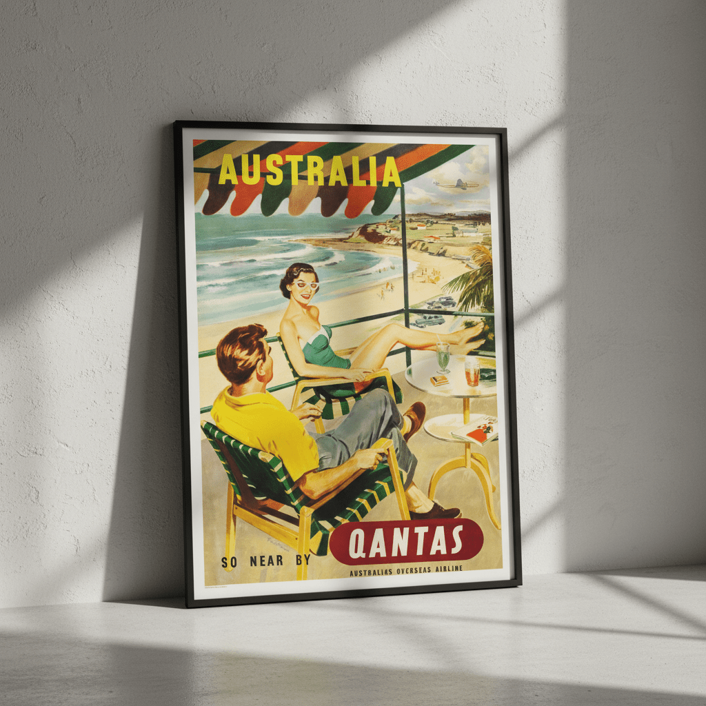 Australia Qantas Vintage Advertisement Wall Art Print wall - art - picture - poster