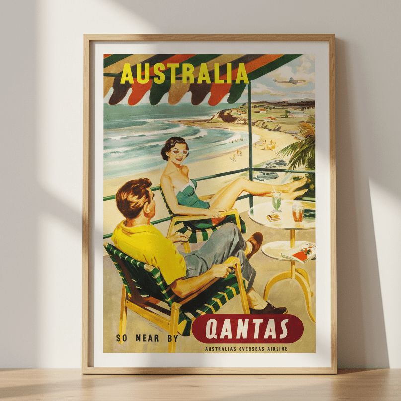 Australia Qantas Vintage Advertisement Wall Art Print wall - art - picture - poster