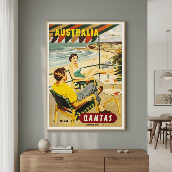 Australia Qantas Vintage Advertisement Wall Art Print wall - art - picture - poster