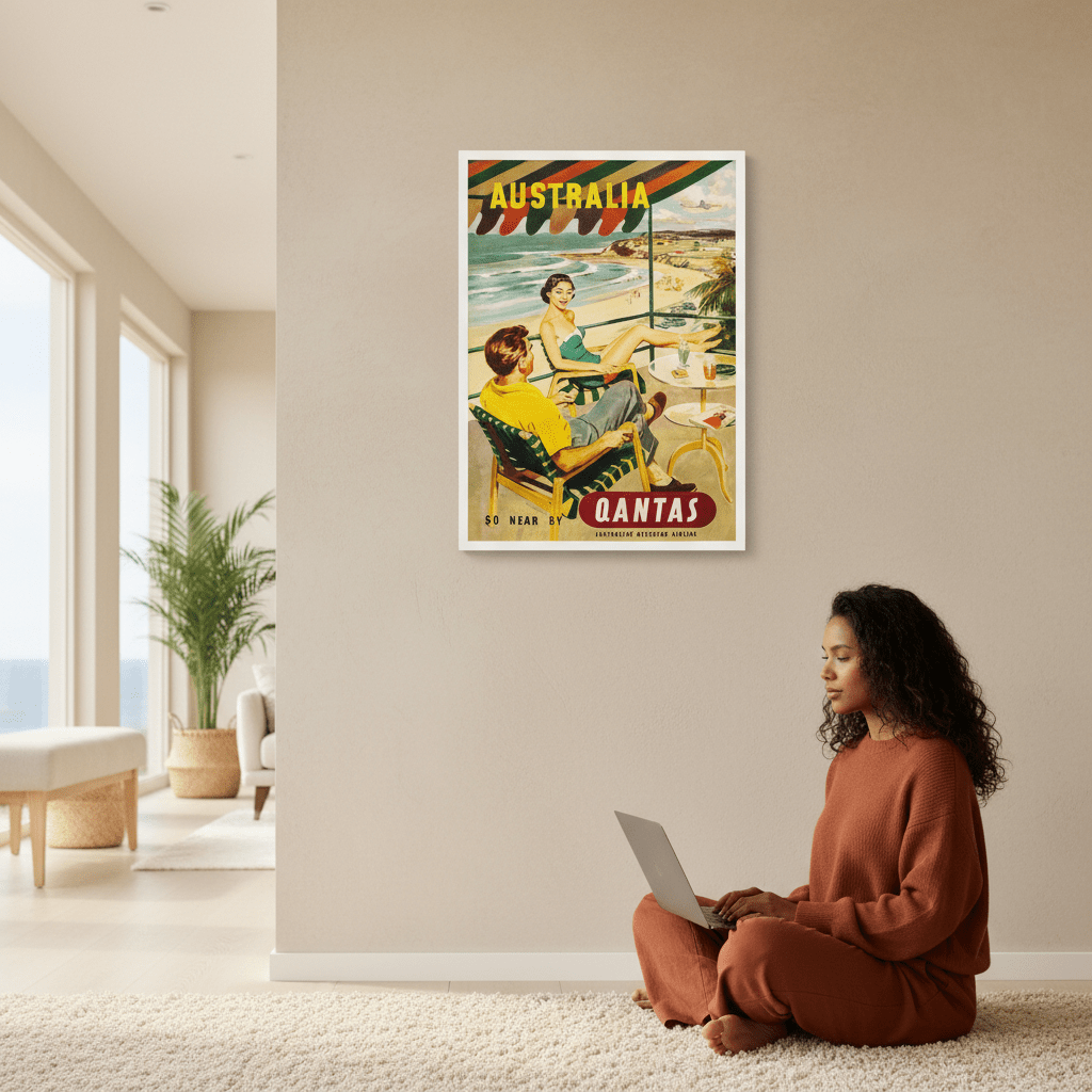 Australia Qantas Vintage Advertisement Wall Art Print wall - art - picture - poster