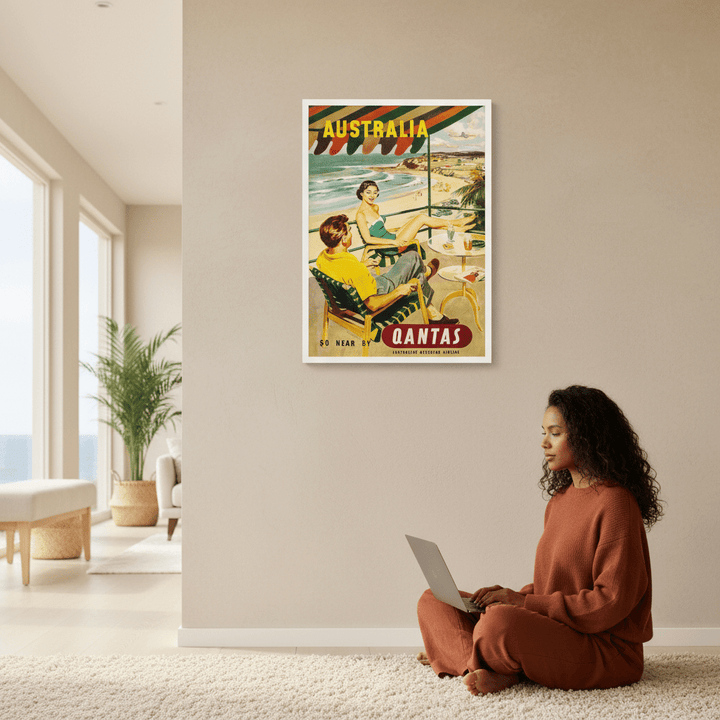 Australia Qantas Vintage Advertisement Wall Art Print wall - art - picture - poster