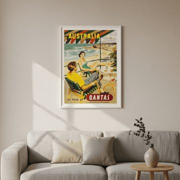 Australia Qantas Vintage Advertisement Wall Art Print wall - art - picture - poster