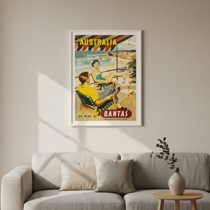 Australia Qantas Vintage Advertisement Wall Art Print wall - art - picture - poster