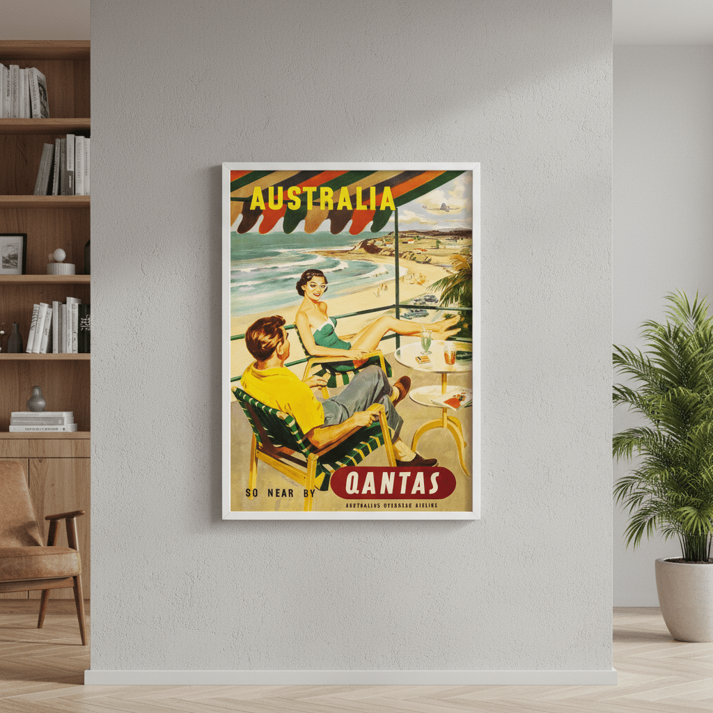 Australia Qantas Vintage Advertisement Wall Art Print wall - art - picture - poster