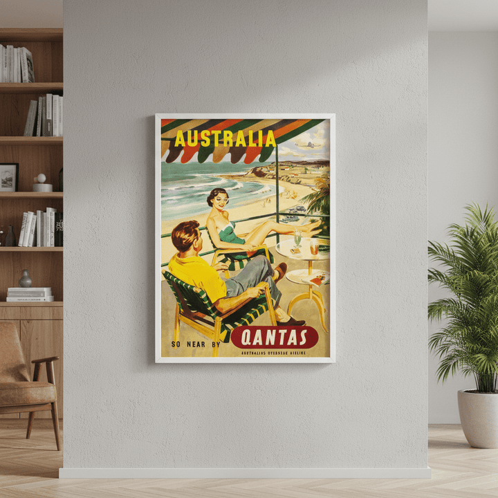 Australia Qantas Vintage Advertisement Wall Art Print wall - art - picture - poster