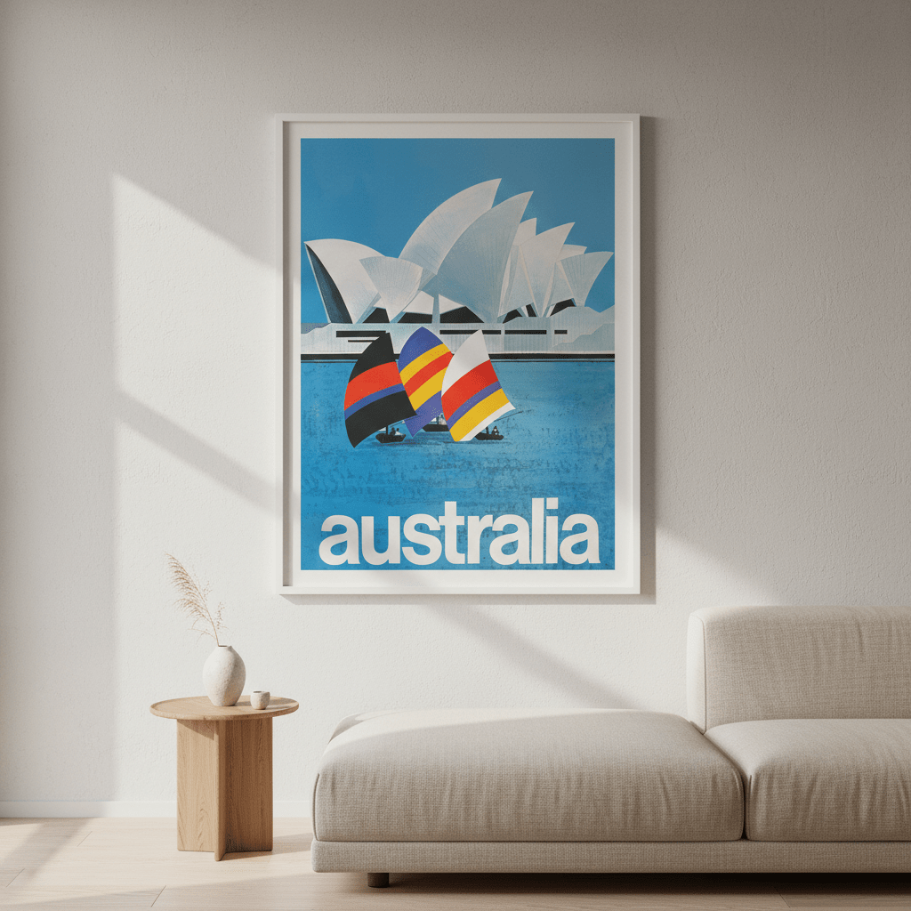 Australia Sydney Harbour Bridge Sail Retro Wall Art Print wall - art - picture - poster
