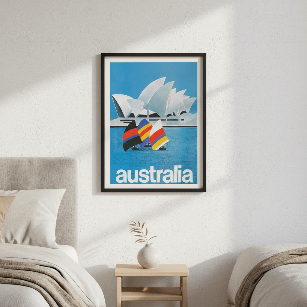 Australia Sydney Harbour Bridge Sail Retro Wall Art Print wall - art - picture - poster