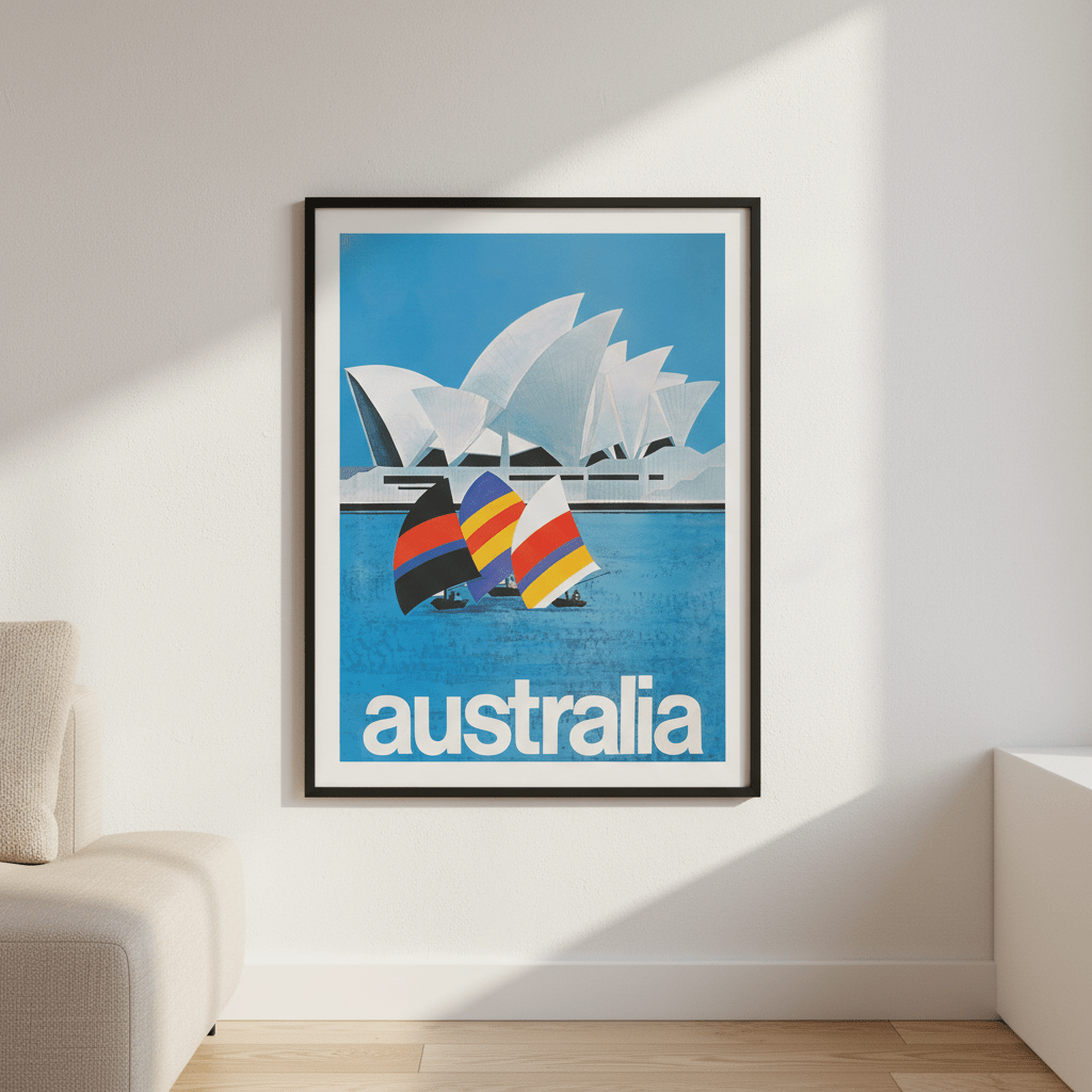 Australia Sydney Harbour Bridge Sail Retro Wall Art Print wall - art - picture - poster