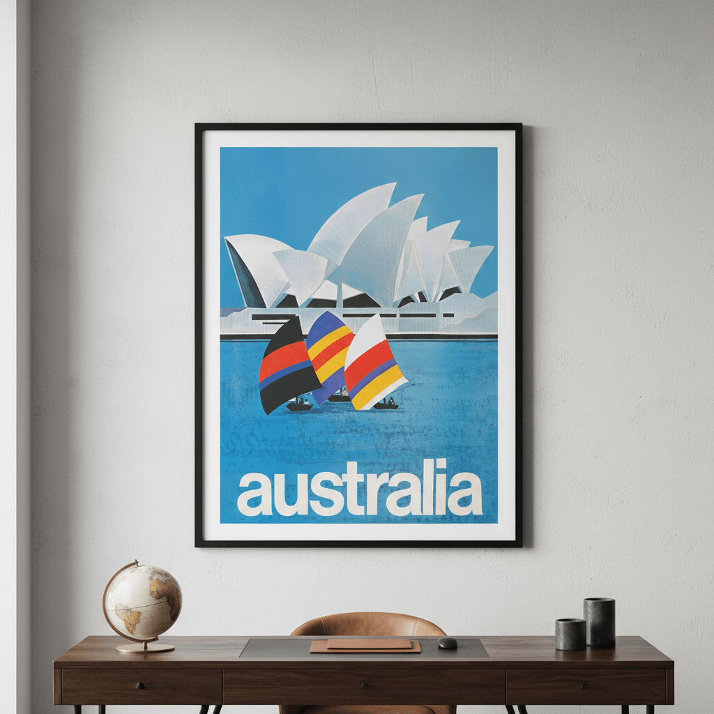 Australia Sydney Harbour Bridge Sail Retro Wall Art Print wall - art - picture - poster